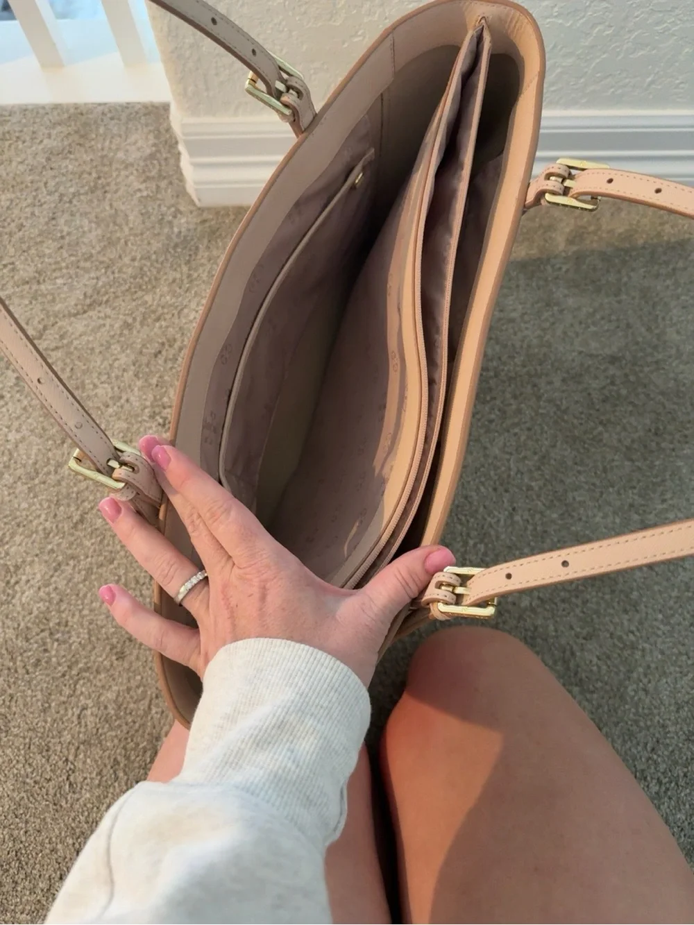 Tori Burch Everyday Structured Tote in Soft Blush